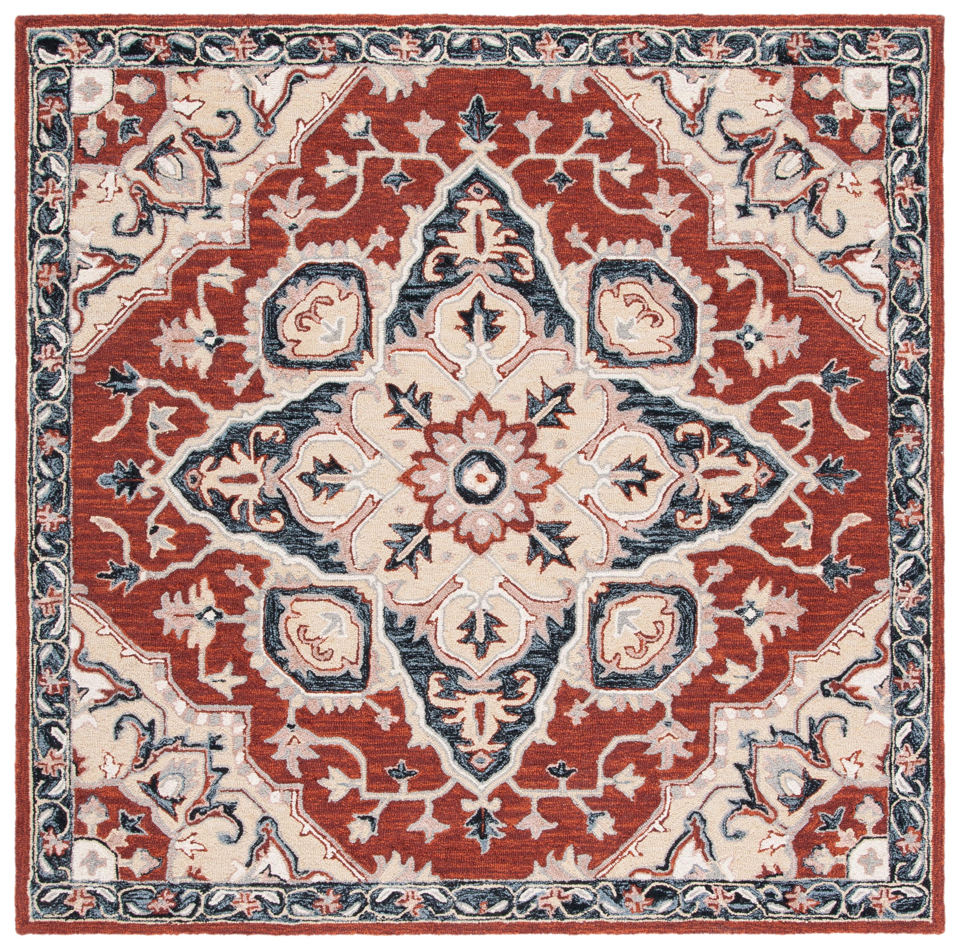 Heritage HG922 Hand Tufted Area Rug - Red/Black - 6'x6' - Safavieh.