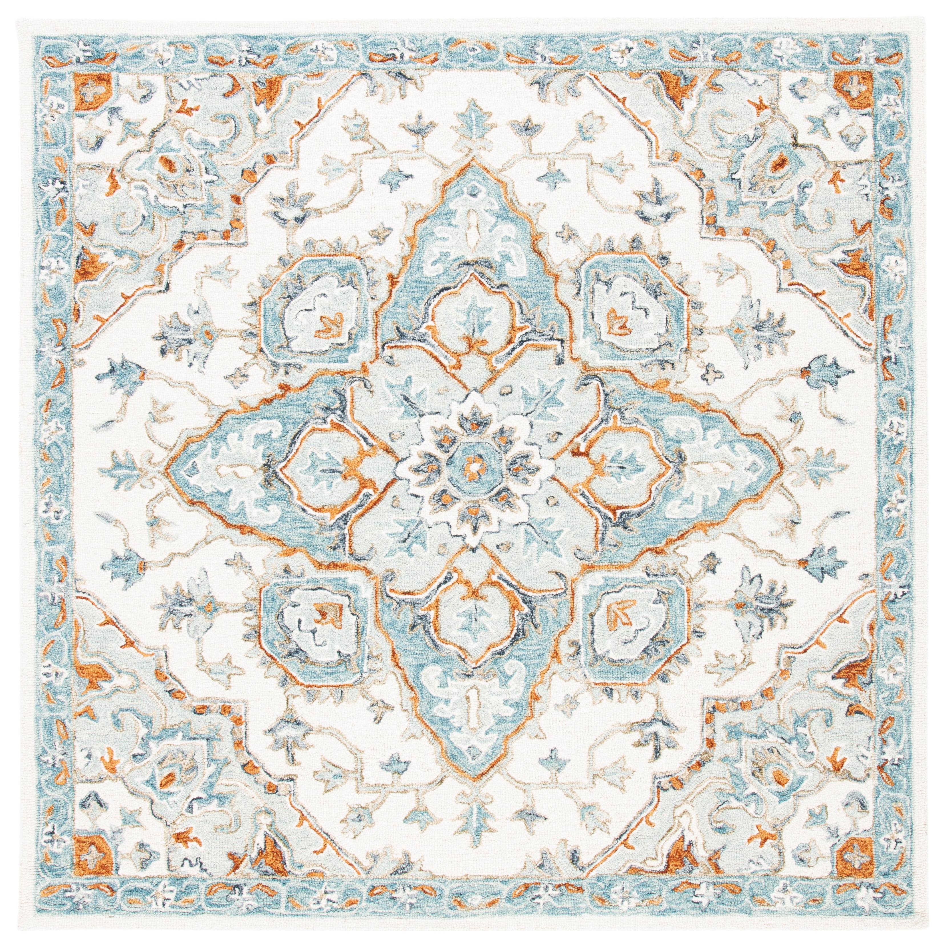 Heritage HG922 Hand Tufted Area Rug - Ivory/Blue - 6'x6' - Safavieh.