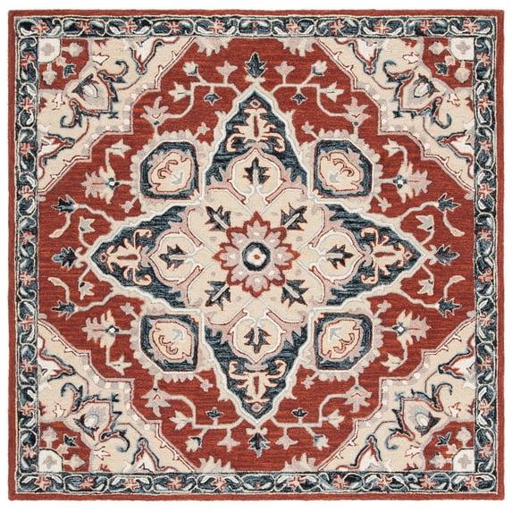 Heritage HG922 Hand Tufted Area Rug - Red/Black - 6'x6' - Safavieh.