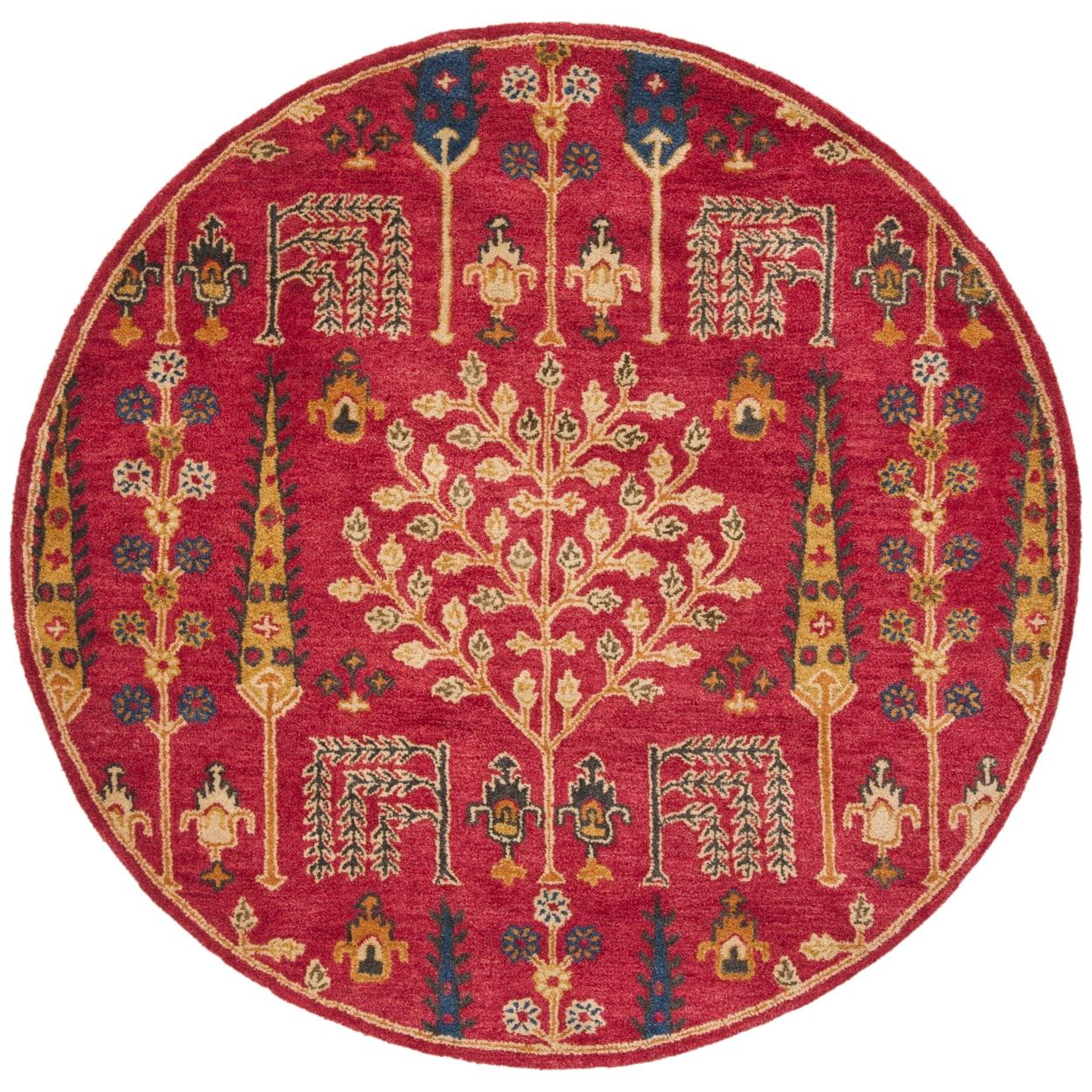 Heritage HG418 Hand Tufted Area Rug - Red/Multi - 6' Round - Safavieh.