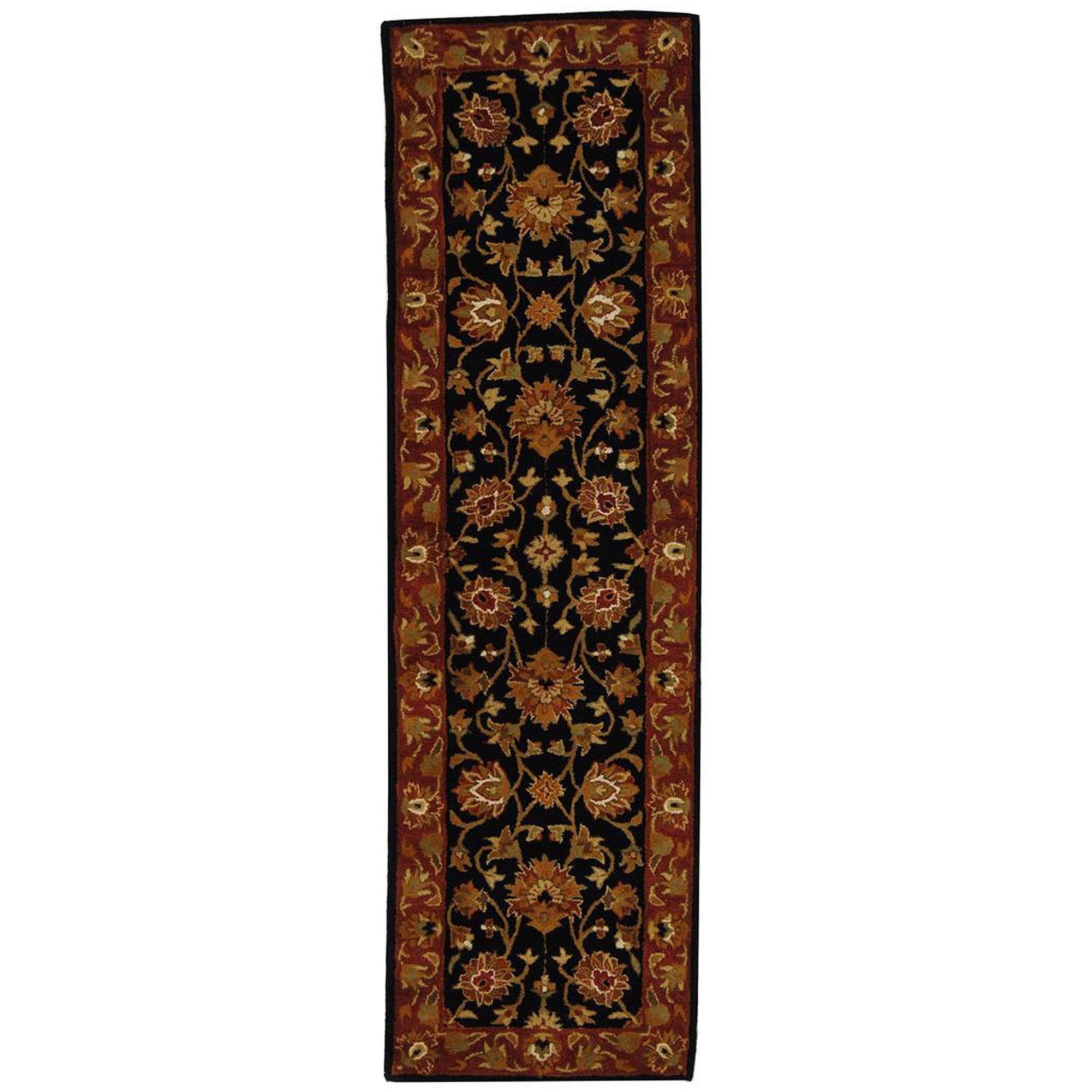 Heritage HG112 Handmade Runner Rug - 2'3"x8' - Black/Red - Safavieh