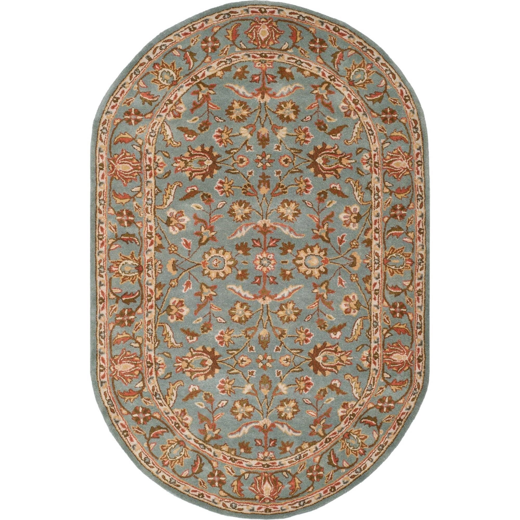 Heritage HG969 Hand Tufted Area Rug - Blue/Blue - 5'x8' Oval - Safavieh.