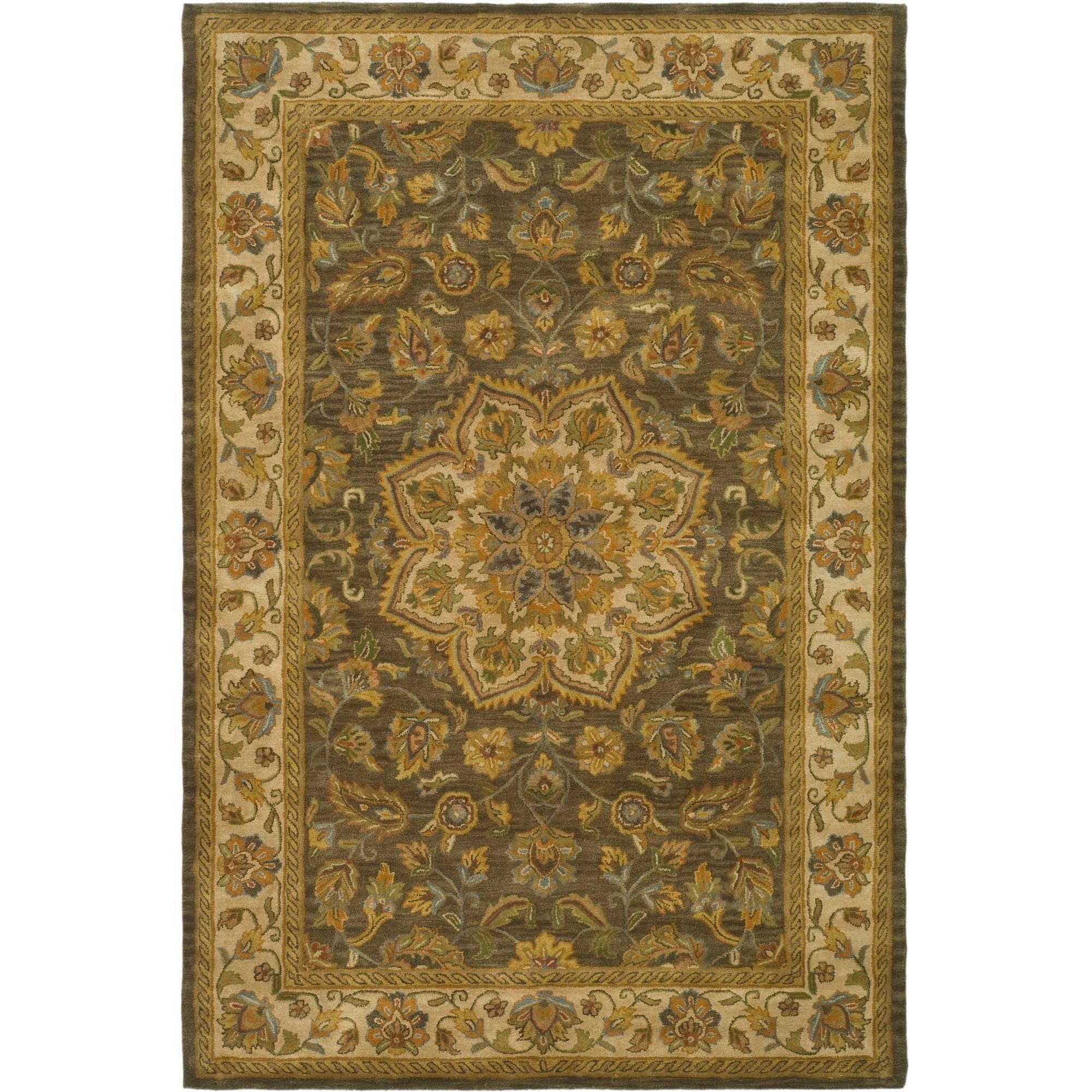 Elegant Ivory Tufted Wool 6'x9' Area Rug