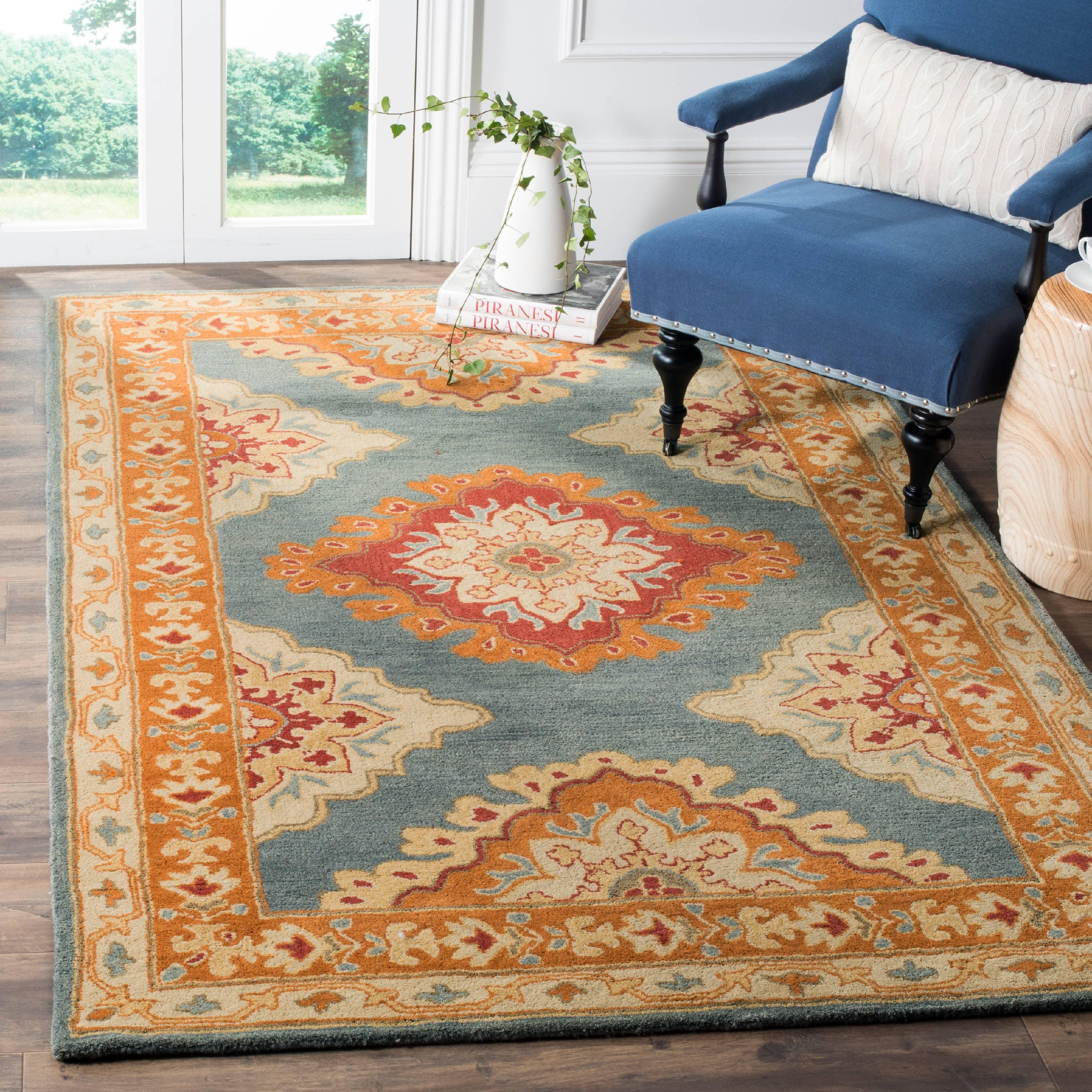 Heritage HG408 Handmade Area Rug - 8'x10' - Blue/Rust - Safavieh