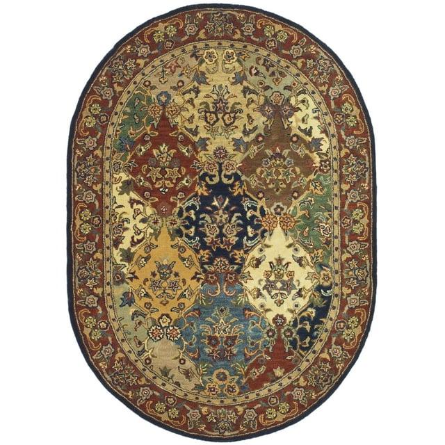 Heritage HG911 Hand Tufted Area Rug - Multi/Burgundy - 4'6"x6'6" Oval - Safavieh.