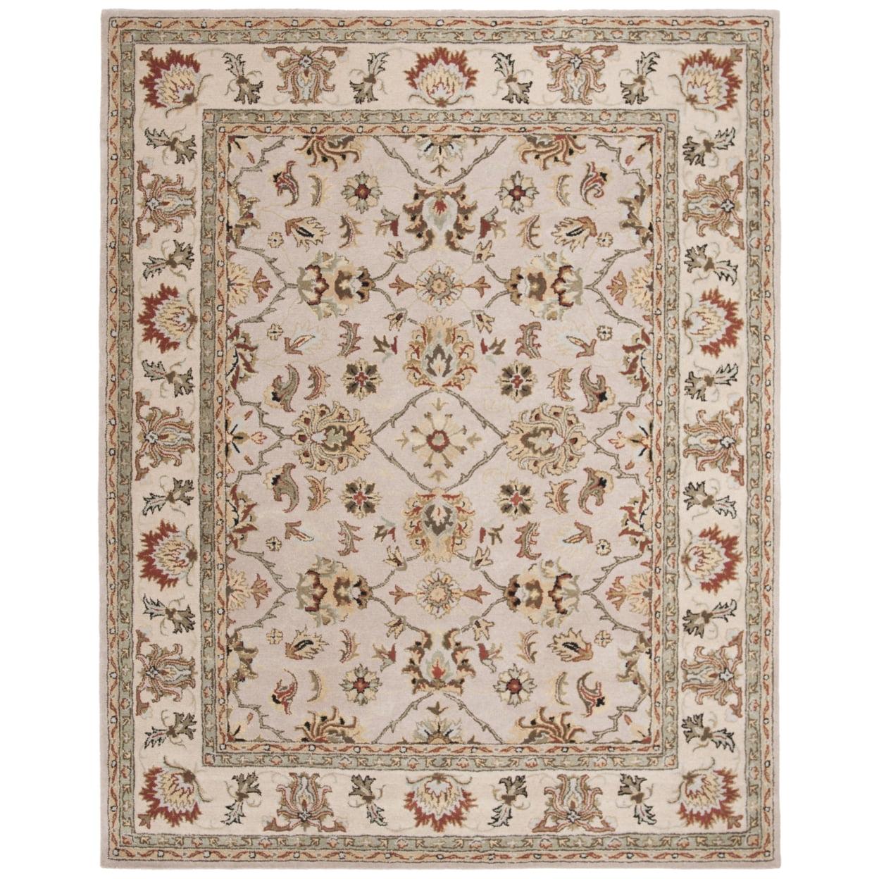 Elegant Ivory and Light Gold Hand-Tufted Wool Area Rug, 8' x 11'