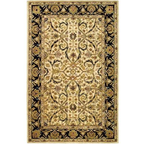 SAFAVIEH Heritage Oslo Traditional Wool Area Rug, Ivory/Black, 5' x 8'