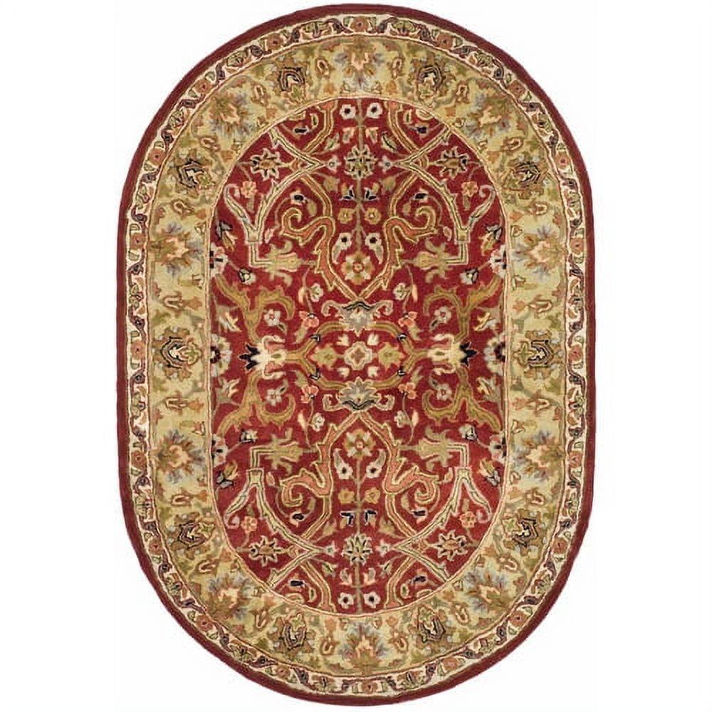 Elegant Heritage 6' Round Red and Gold Hand-Tufted Wool Rug