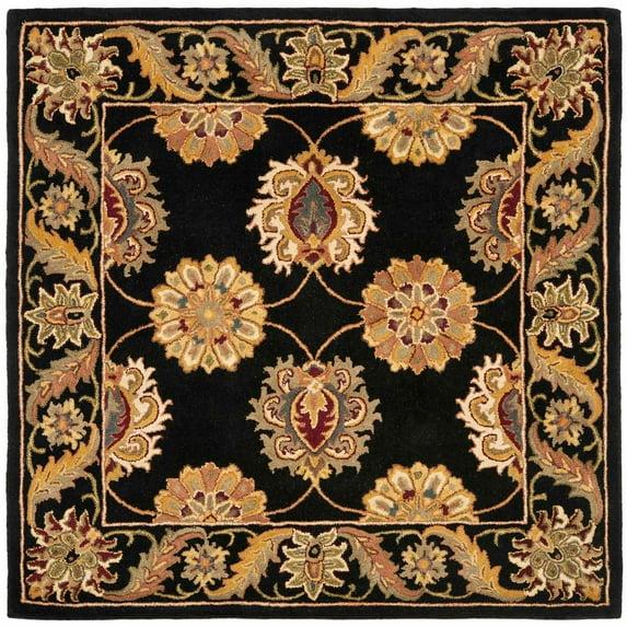 Heritage HG314 Handmade Area Rug - 6'x6' - Black - Safavieh
