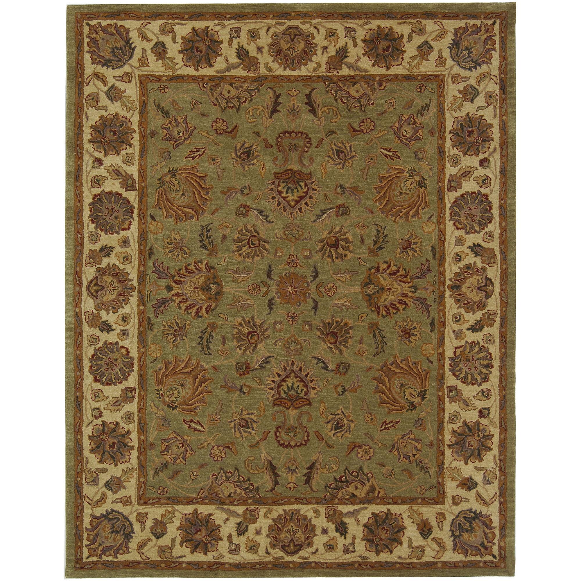 SAFAVIEH Heritage Regis Traditional Wool Area Rug, Green/Gold, 9'6" x 13'6"