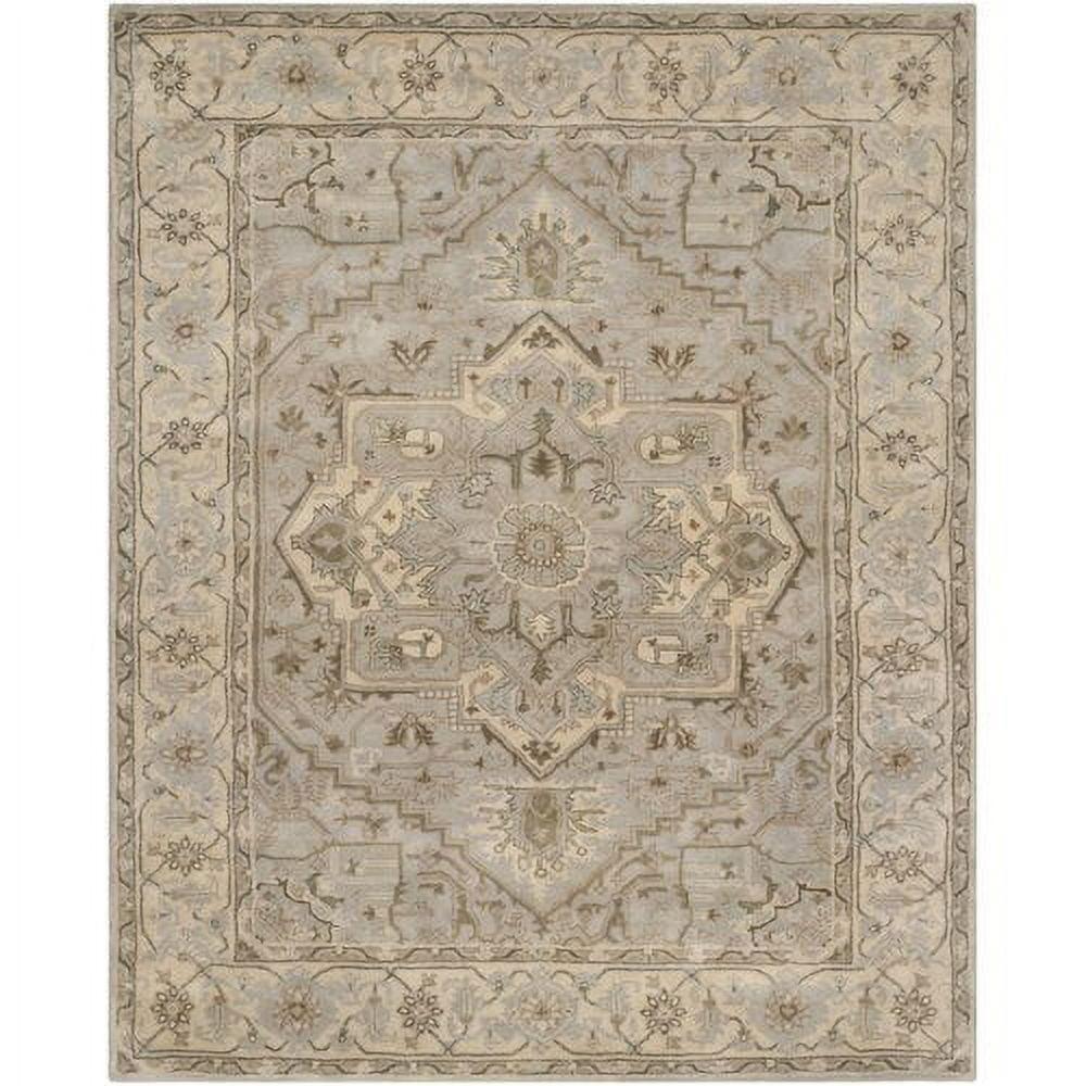 Heritage 6' Square Gray and Beige Wool Area Rug