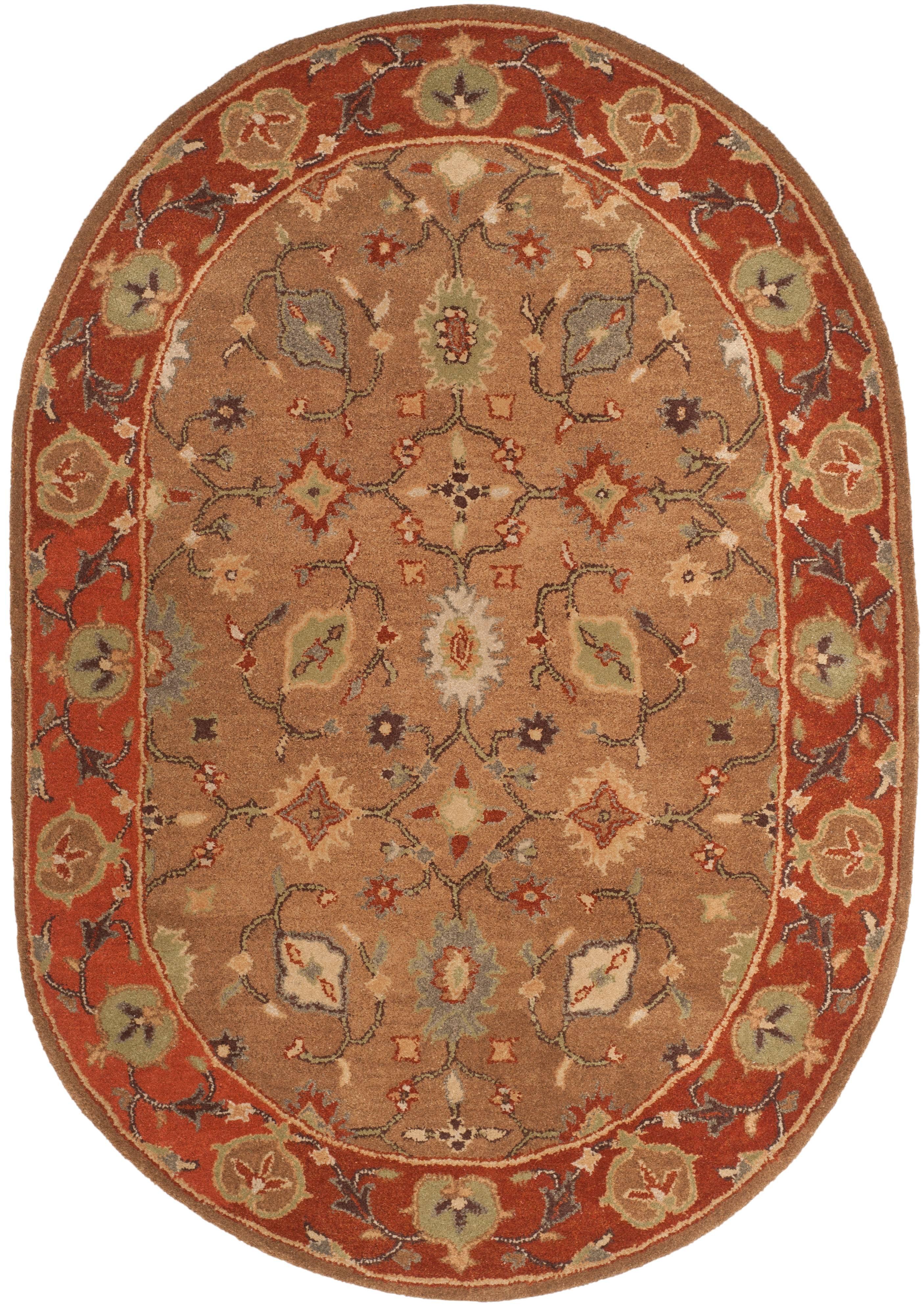 Heritage HG952 Hand Tufted Area Rug - Moss/Rust - 4'6"x6'6" Oval - Safavieh.