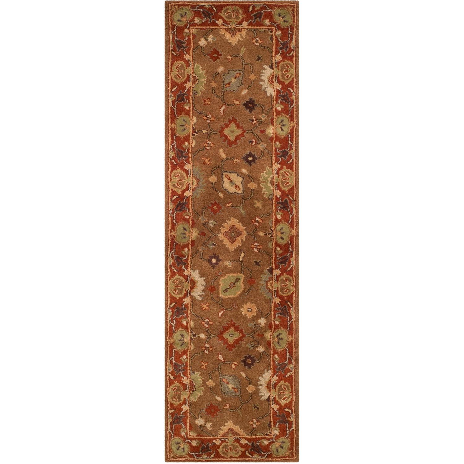 Elegant Moss & Rust Hand-Tufted Wool Runner Rug - 2'3" x 8'