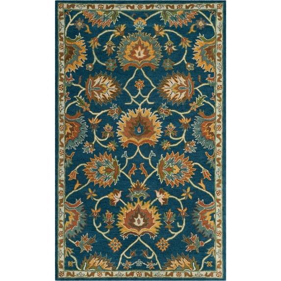 SAFAVIEH Heritage Sharla Floral Wool Area Rug, Navy, 4' x 6'