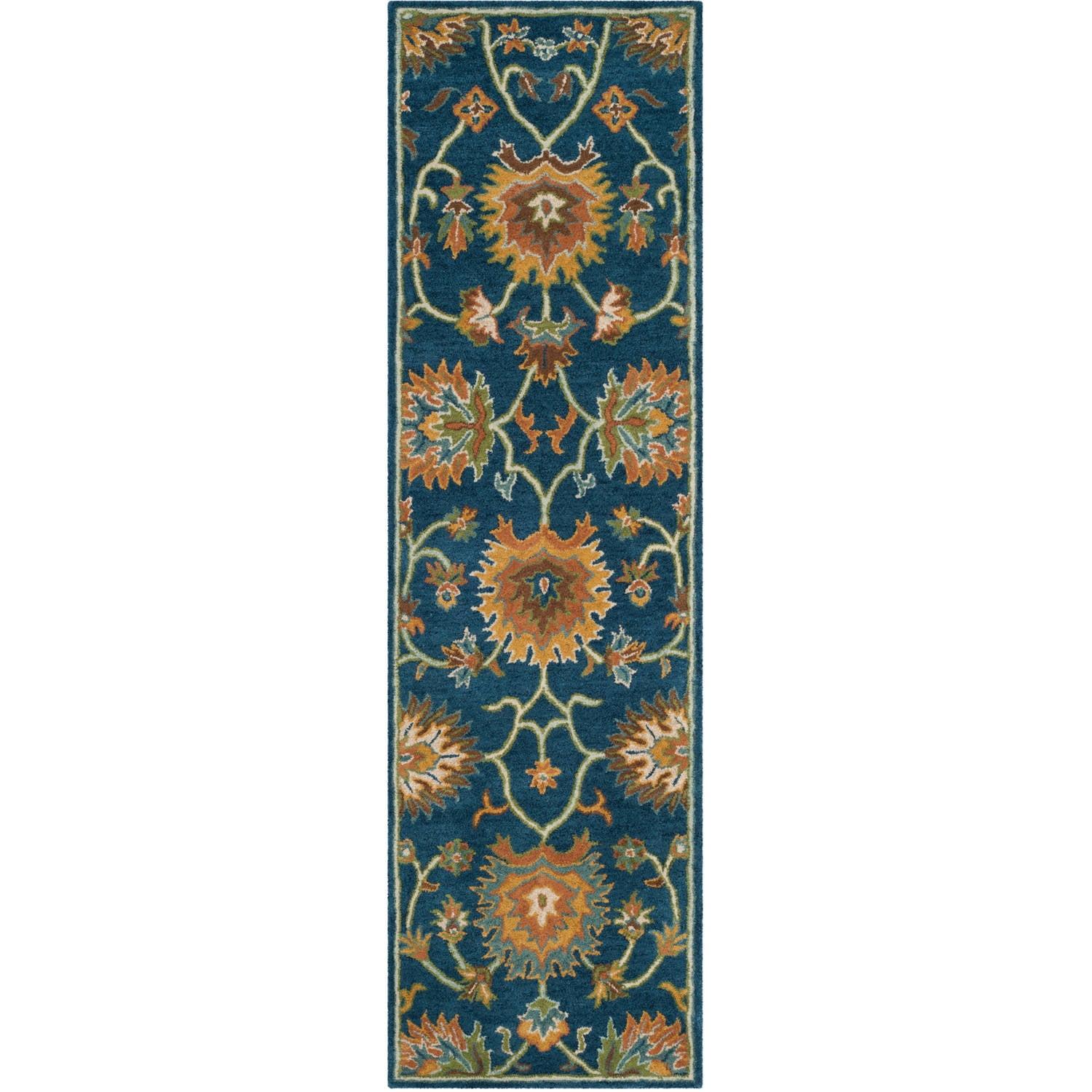 SAFAVIEH Heritage Sharla Floral Wool Runner Rug, Navy, 2'3" x 8'