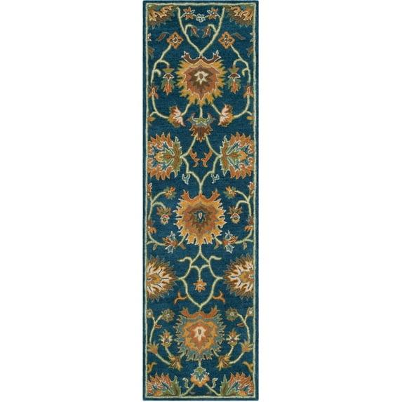 SAFAVIEH Heritage Sharla Floral Wool Runner Rug, Navy, 2'3" x 8'