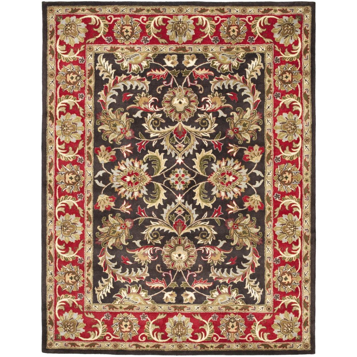 Heritage HG951 Hand Tufted Area Rug - Chocolate/Red - 8' round - Safavieh.