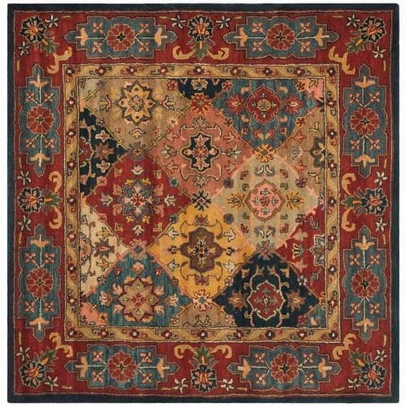 SAFAVIEH Heritage Trudi Traditional Wool Area Rug, Red/Multi, 10' x 10' Square