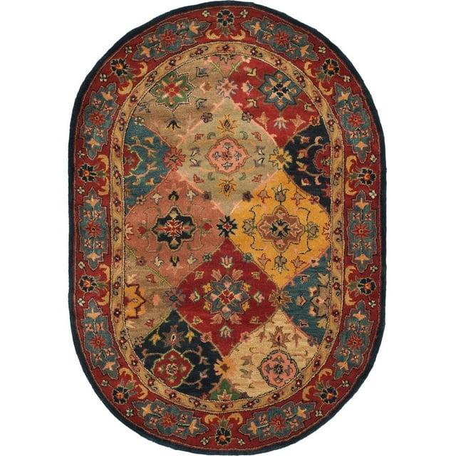 SAFAVIEH Heritage Trudi Traditional Wool Area Rug, Red/Multi, 4'6" x 6'6" Oval