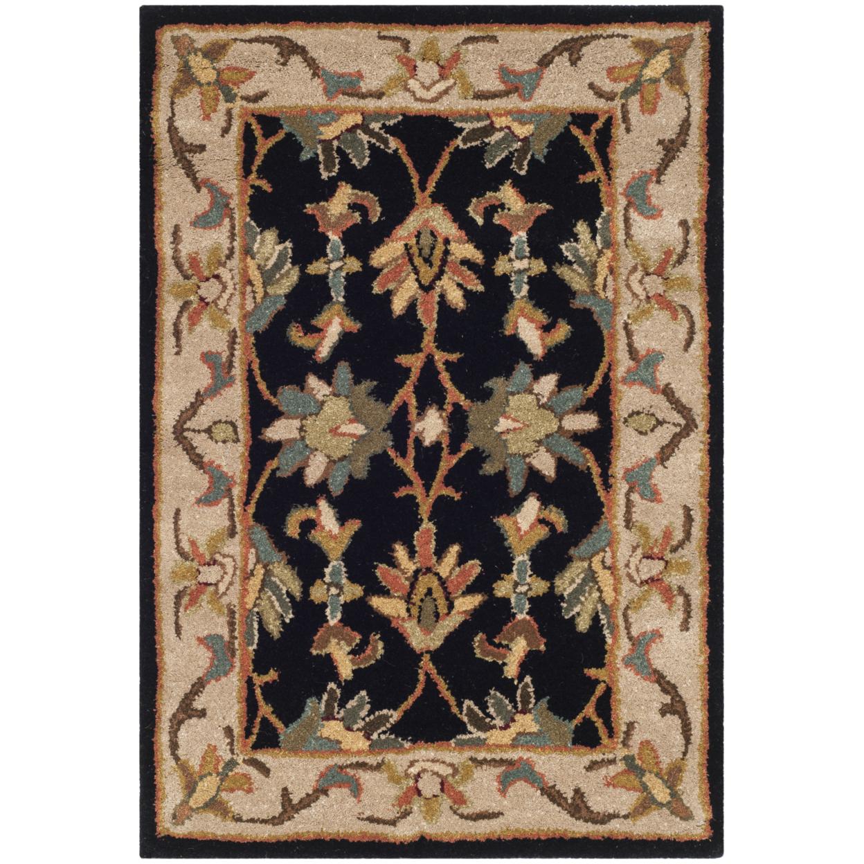 SAFAVIEH Heritage Valery Oriental Wool Area Rug, Black/Beige, 2' x 3'