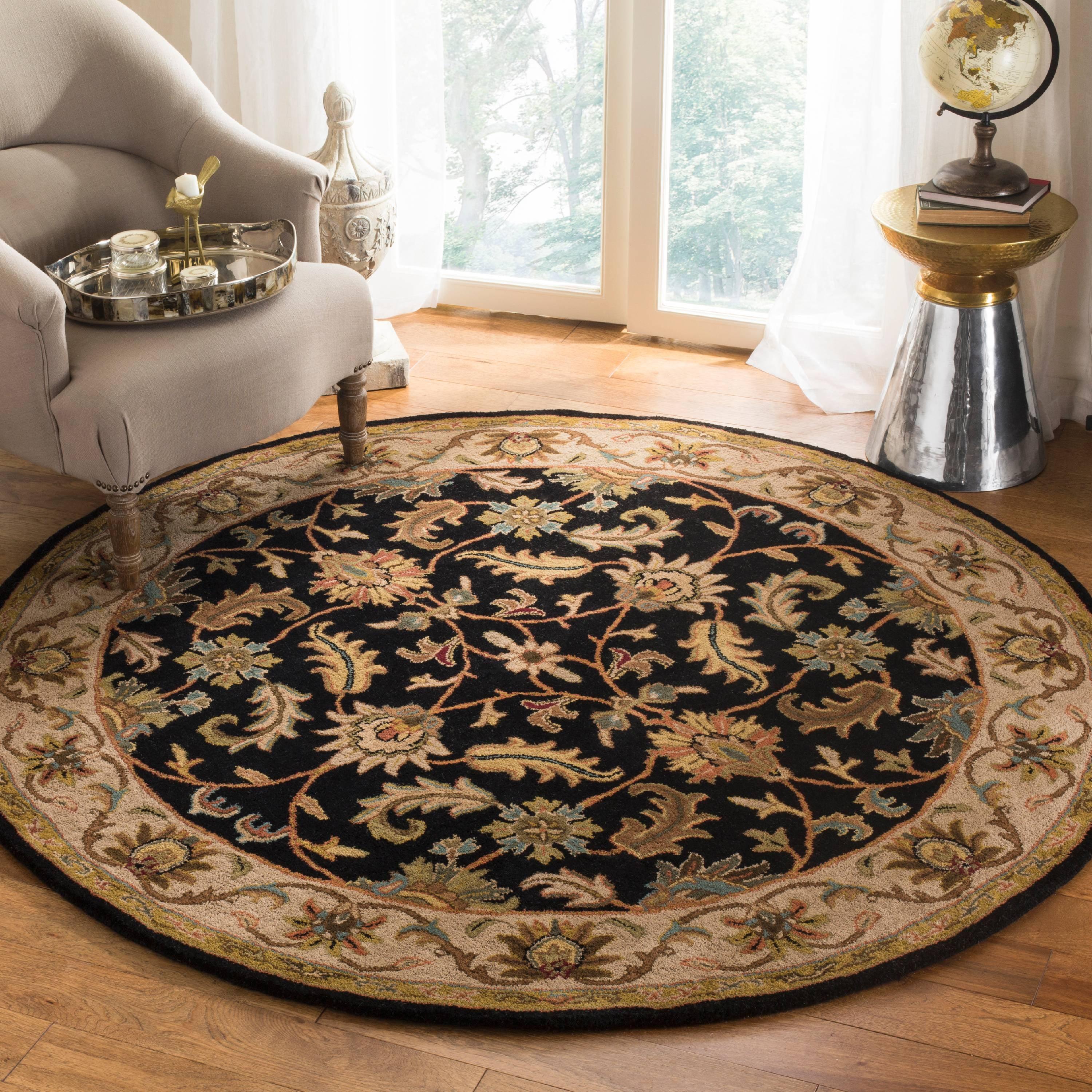Heritage HG628 Hand Tufted Area Rug - Black/Beige - 6' Round - Safavieh.