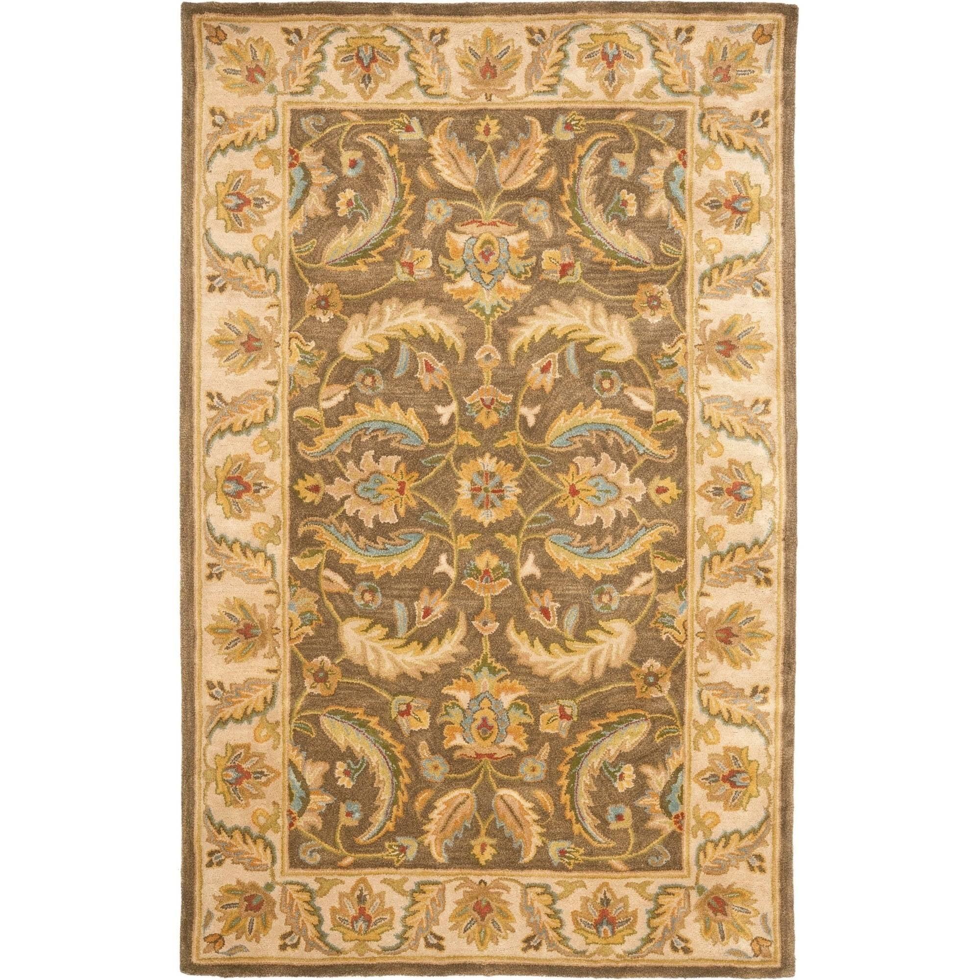 SAFAVIEH Heritage Wight Traditional Wool Area Rug, Green/Beige, 5' x 8'