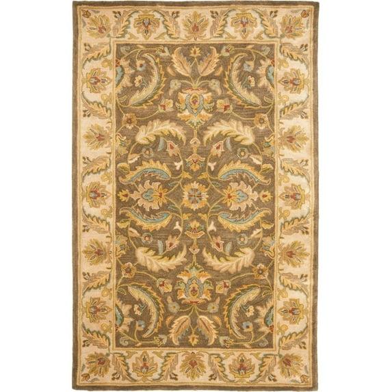 SAFAVIEH Heritage Wight Traditional Wool Area Rug, Green/Beige, 5' x 8'