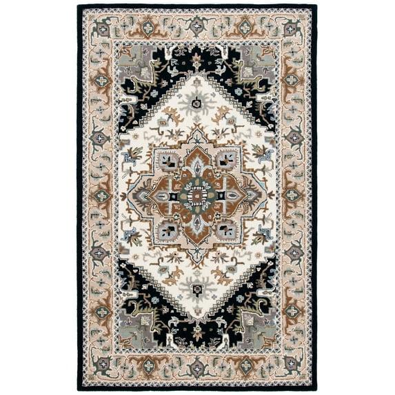 SAFAVIEH Heritage York Oriental Wool Area Rug, Beige/Navy, 6' x 9'