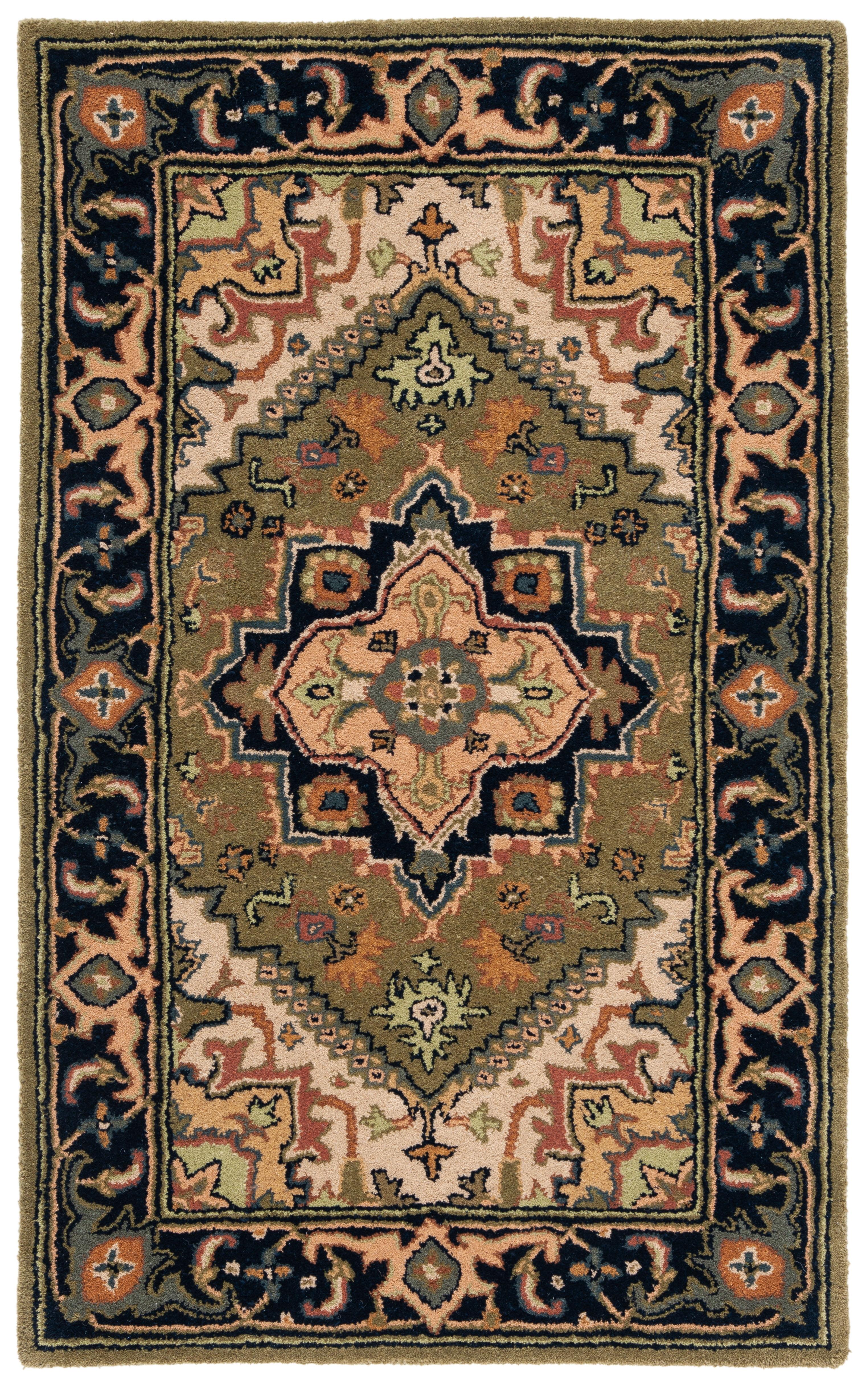 Heritage HG625 Handmade Accent Rug - 2'x3' - Green/Light Brown - Safavieh