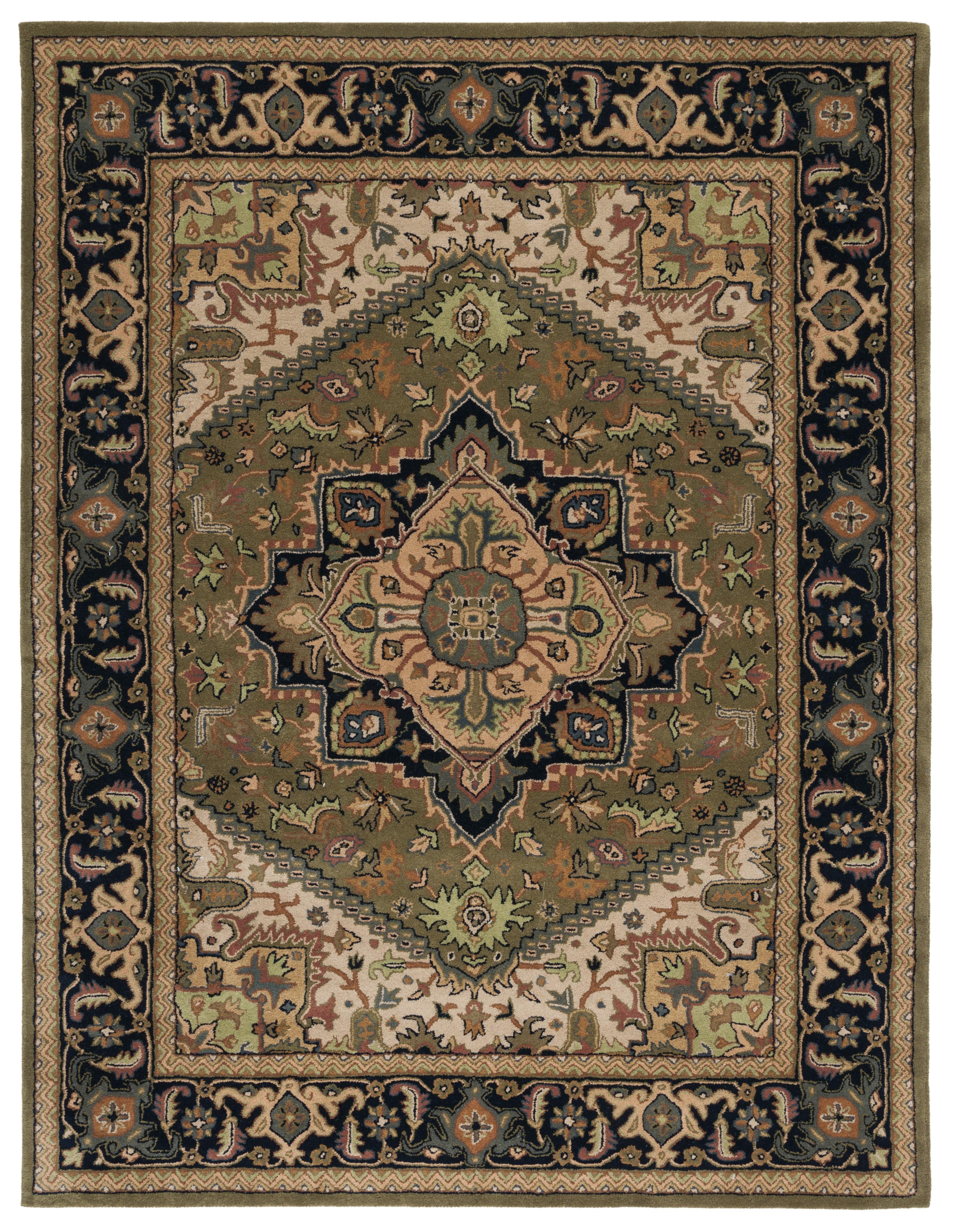 SAFAVIEH Heritage York Oriental Wool Area Rug, Green/Light Brown, 9' x 12'