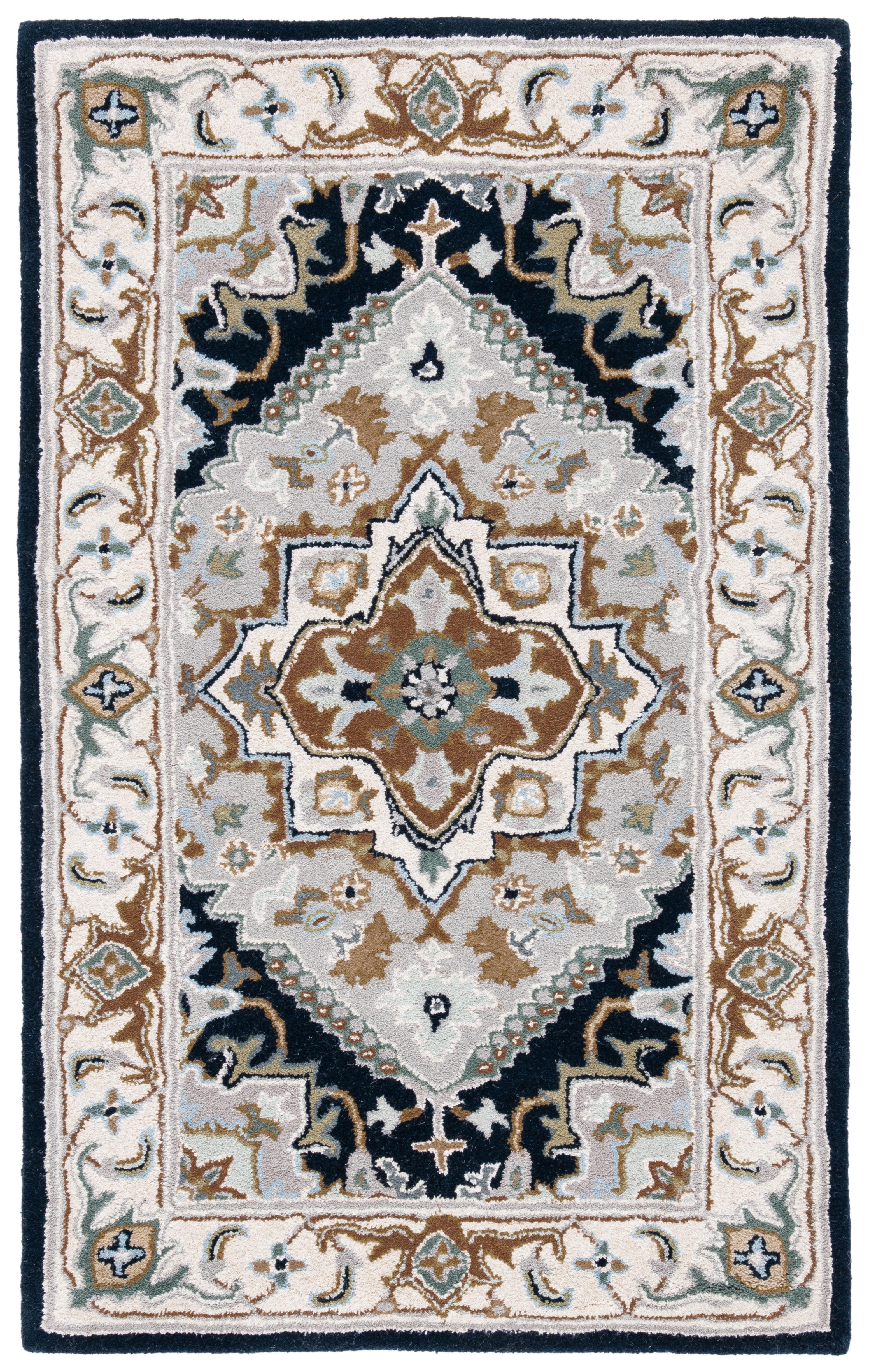 Heritage HG625 Handmade Accent Rug - 3'x5' - Grey/Navy - Safavieh