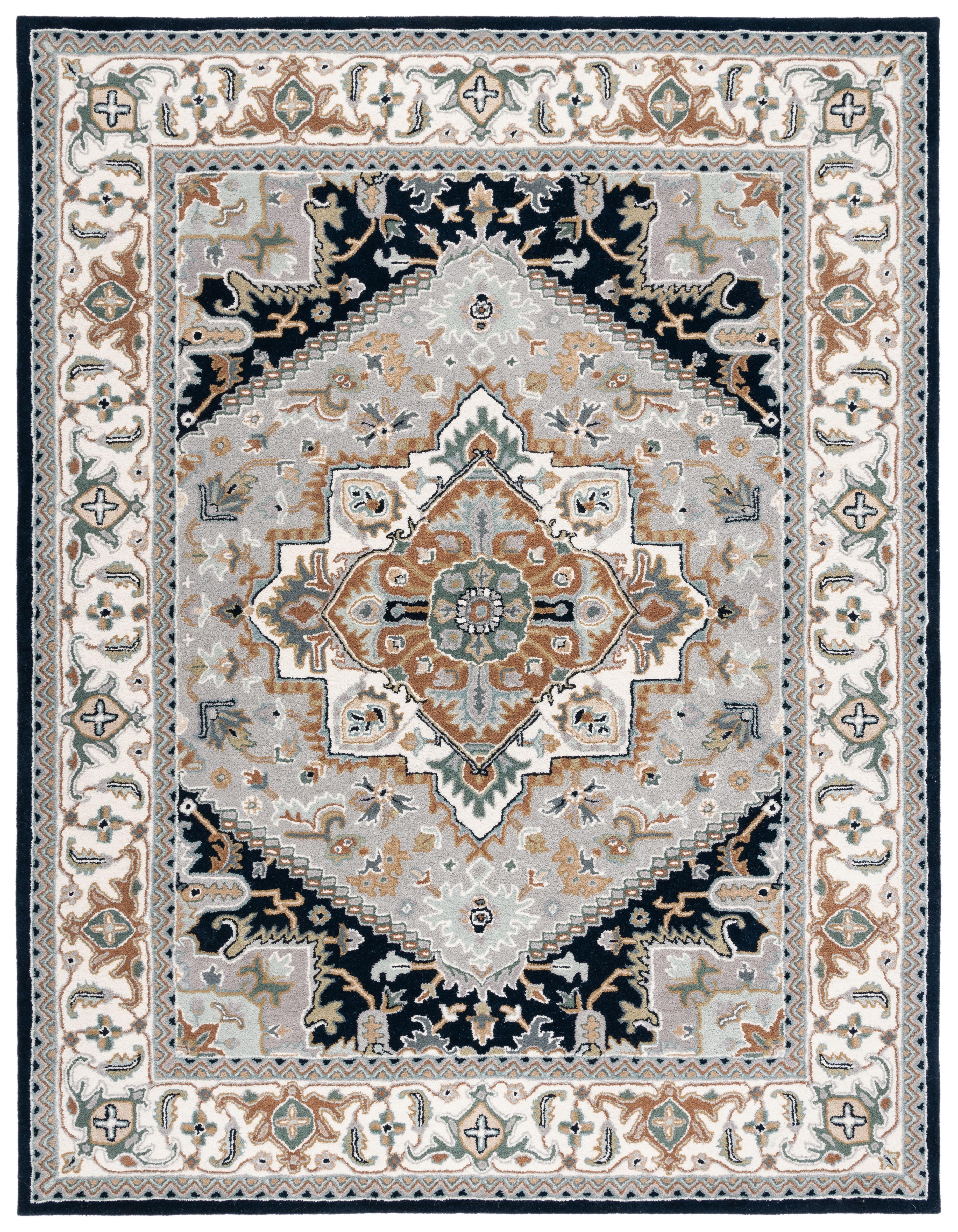 Heritage HG625 Handmade Area Rug - 8'x10' - Grey/Navy - Safavieh