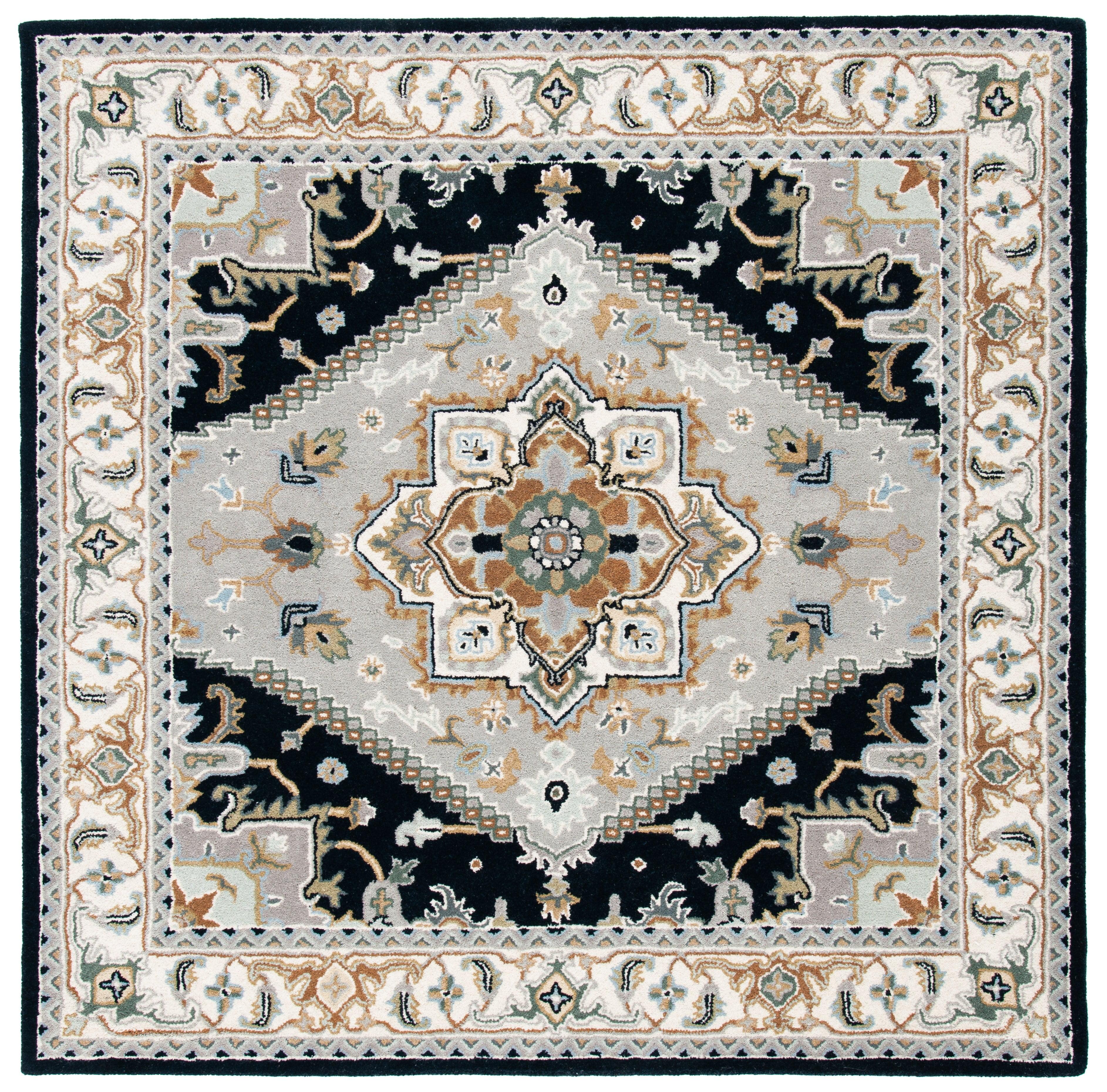 Heritage HG625 Handmade Area Rug - 8'x8' - Grey/Navy - Safavieh
