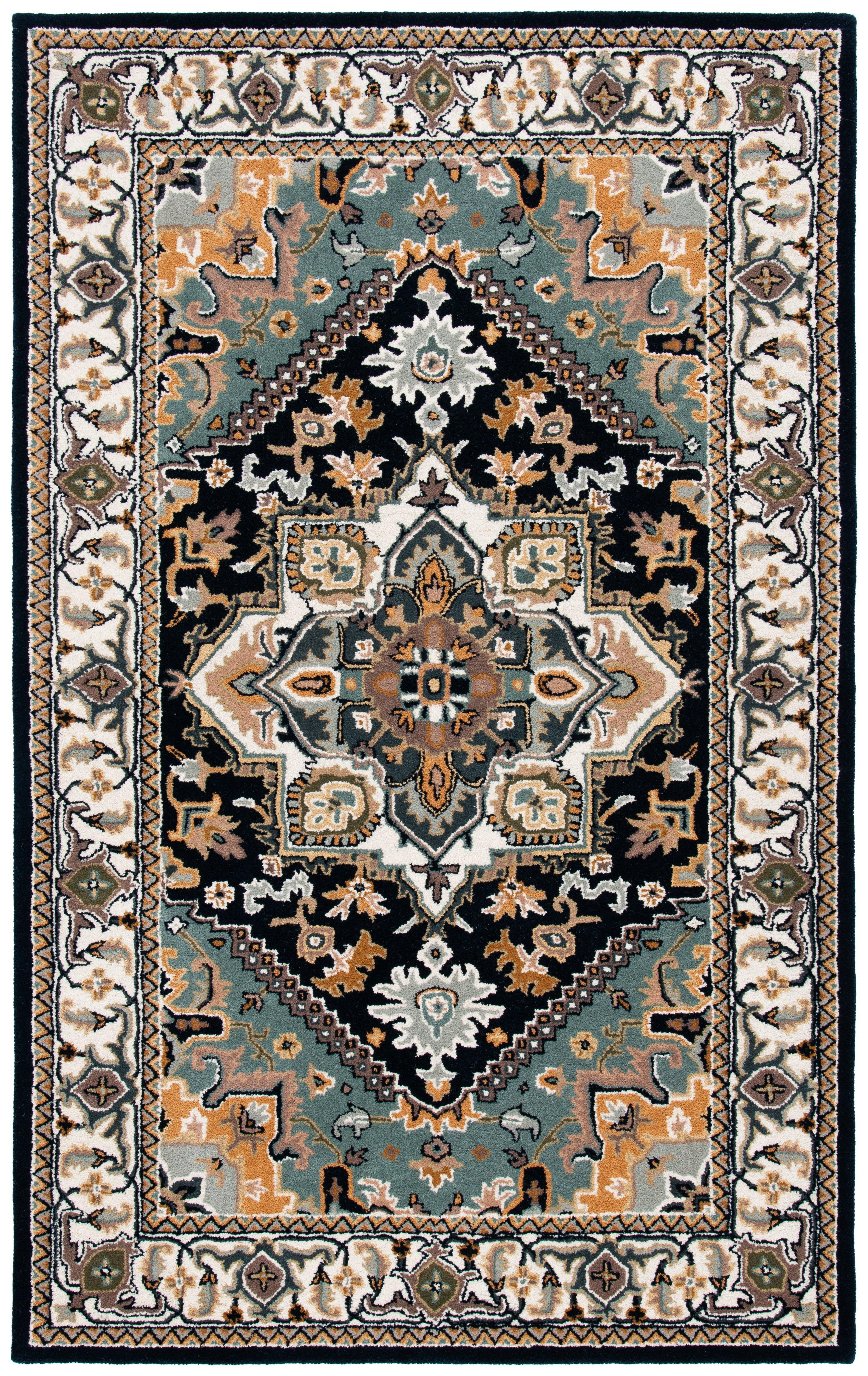 Heritage HG625 Handmade Area Rug - 5'x8' - Navy/Ivory - Safavieh