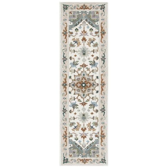 SAFAVIEH Heritage York Oriental Wool Runner Rug, Ivory/Light Blue, 2'3" x 18'