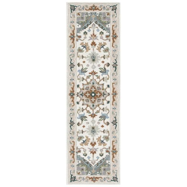 SAFAVIEH Heritage York Oriental Wool Runner Rug, Ivory/Light Blue, 2'3" x 18'