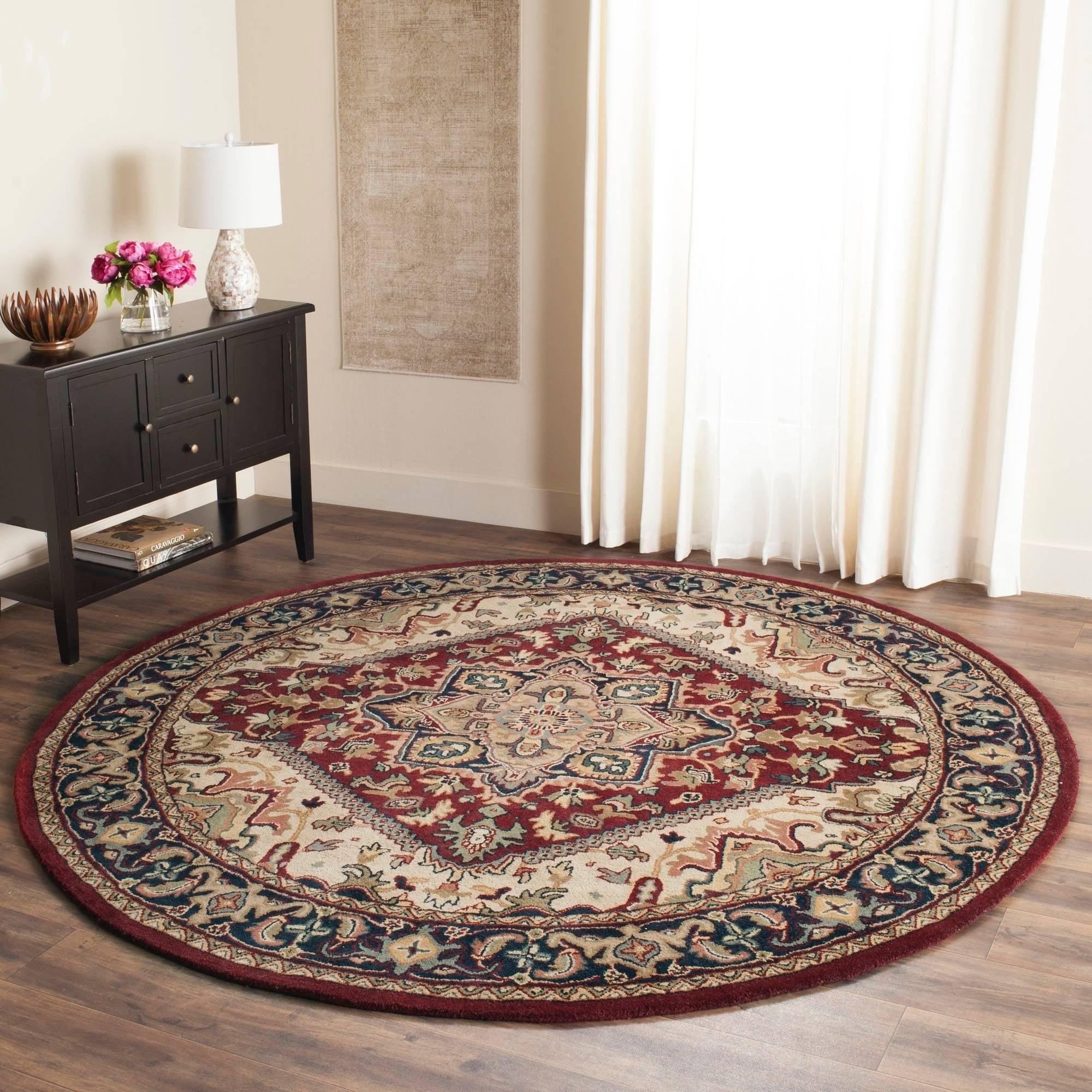 Heritage HG625 Handmade Area Rug - 3'6" Round - Red - Safavieh