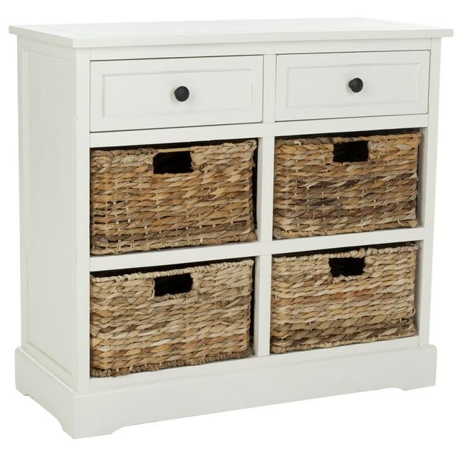 Herman Storage Unit with Wicker Baskets - Distressed Cream - Safavieh.