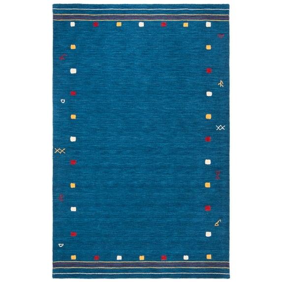 SAFAVIEH Himalaya Charmaine Solid Wool Area Rug, Blue, 6' x 9'