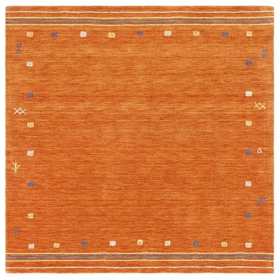 SAFAVIEH Himalaya Charmaine Solid Wool Area Rug, Rust, 8' x 8' Square