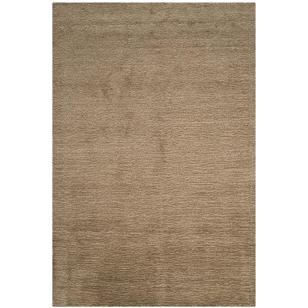 Artisanal Brown Wool 6' x 9' Hand-Knotted Area Rug