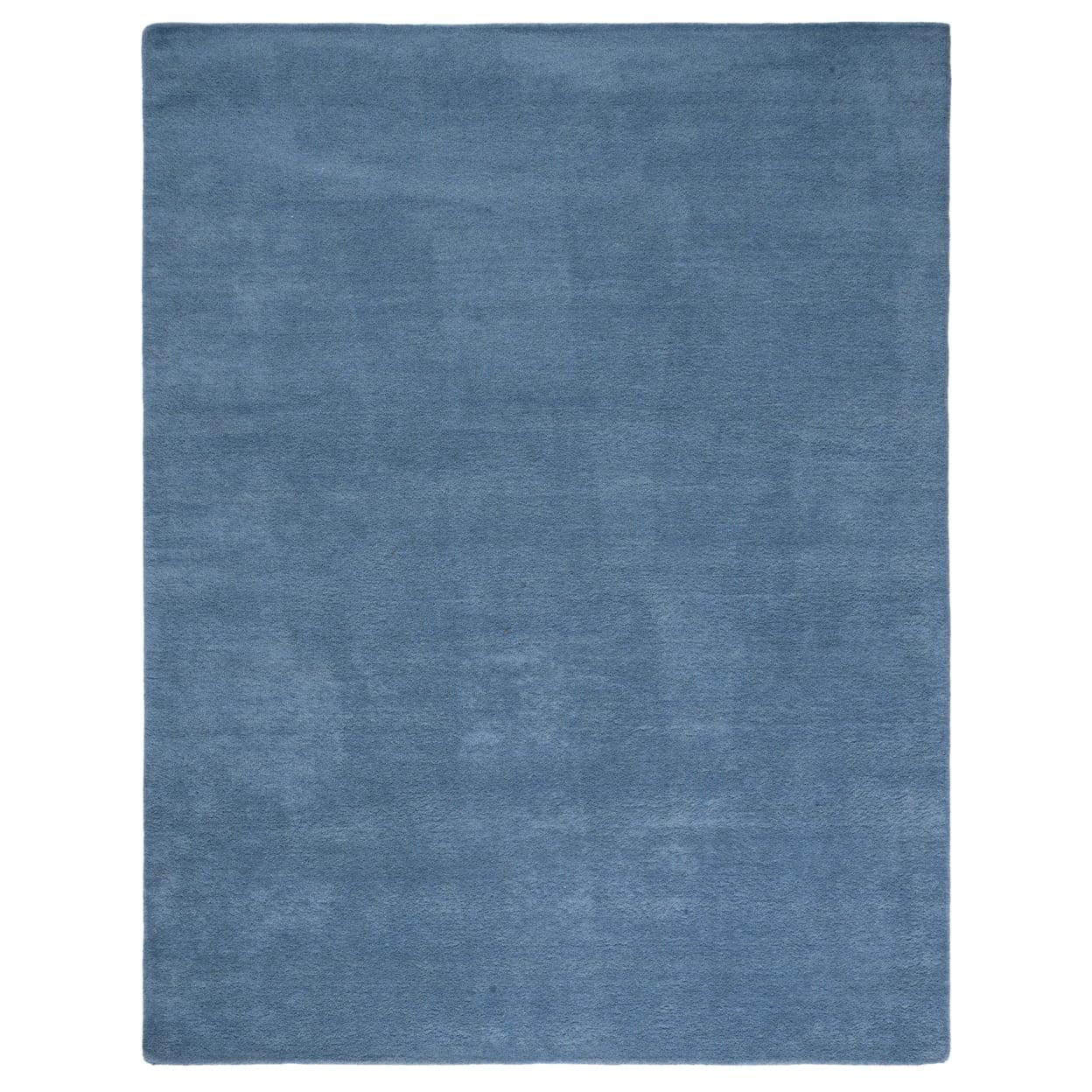 Handmade Tufted Square Blue Wool Accent Rug 47"