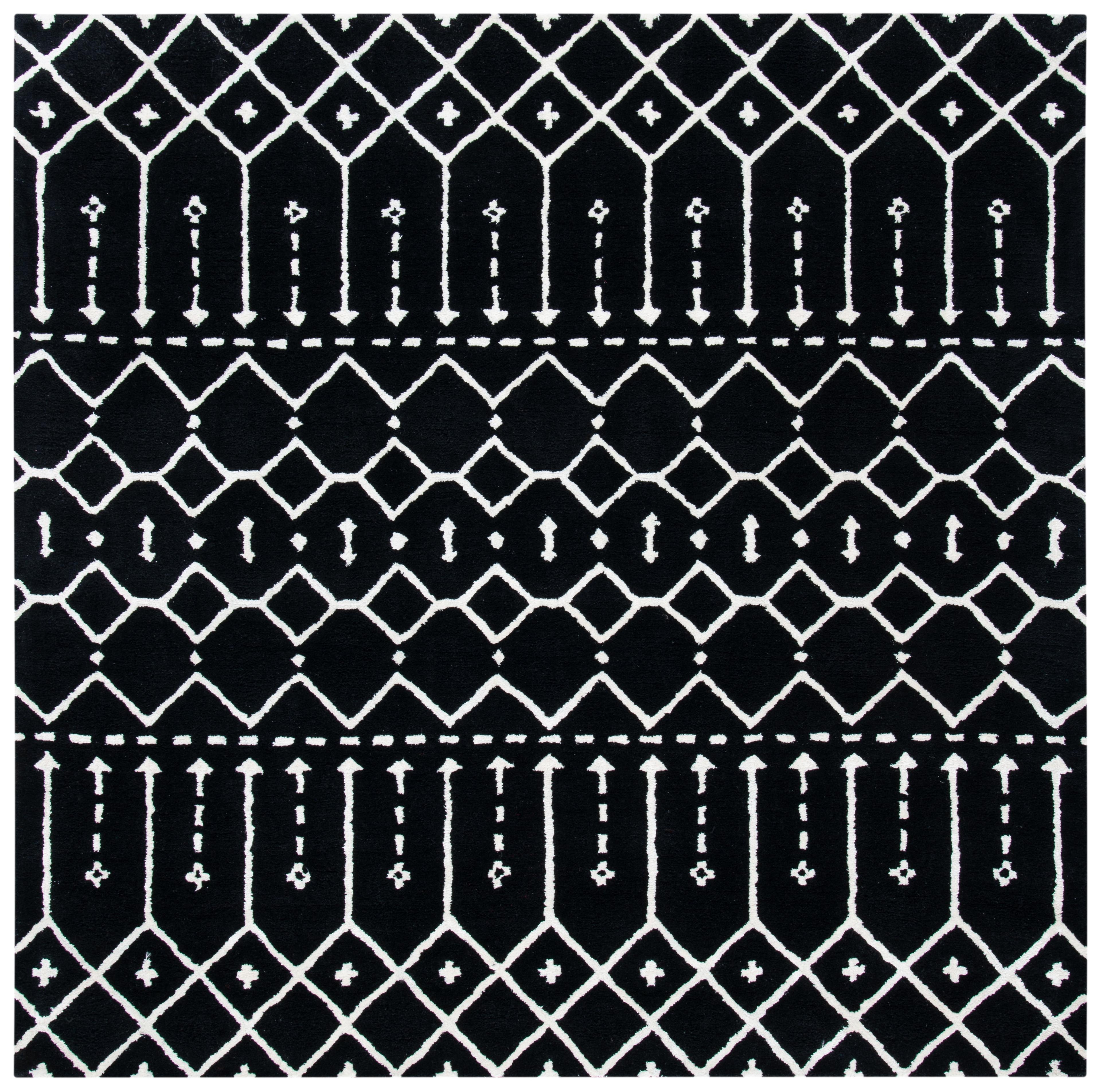 Himalaya HIM903 Handmade Area Rug - 6'x6' - Black/Ivory - Safavieh
