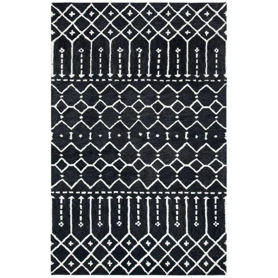 SAFAVIEH Himalaya Darin Geometric Wool Area Rug, Dark Grey/Ivory, 9' x 12'