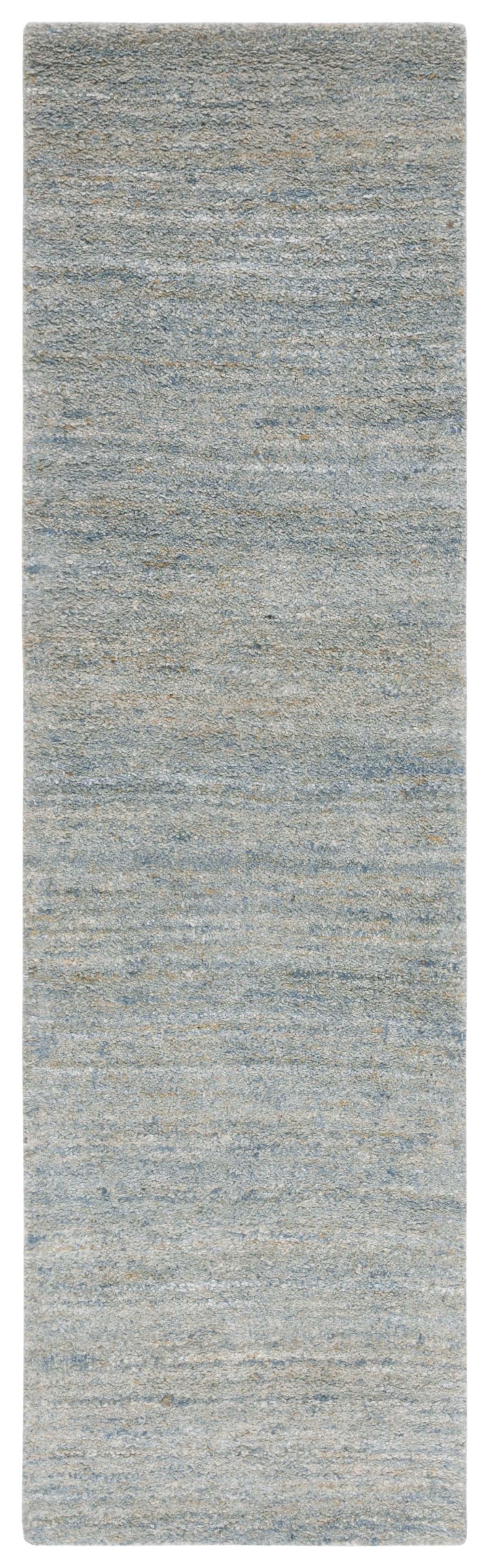 SAFAVIEH Himalaya Flanagan Solid Runner Rug, Blue/Olive, 2'3" x 6'
