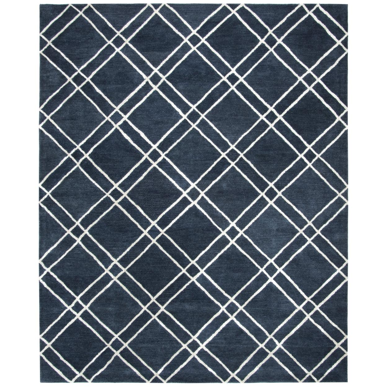 SAFAVIEH Himalaya Maralyn Geometric Wool Area Rug, Navy/Silver, 2' x 3'