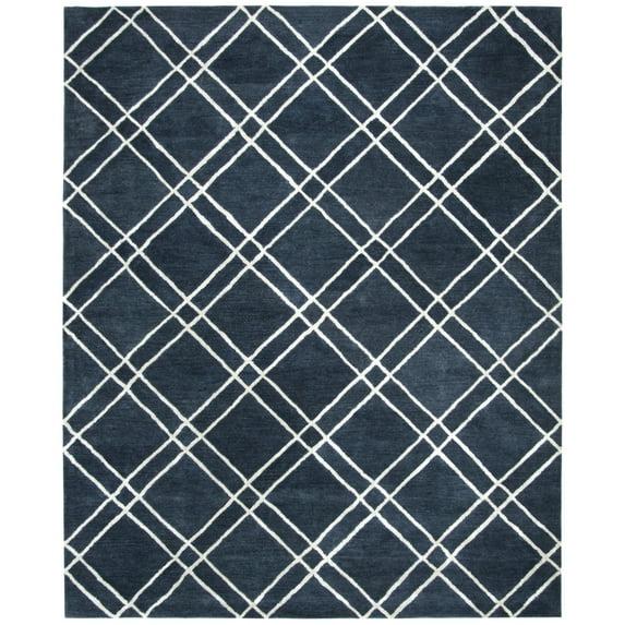 SAFAVIEH Himalaya Maralyn Geometric Wool Area Rug, Navy/Silver, 2' x 3'