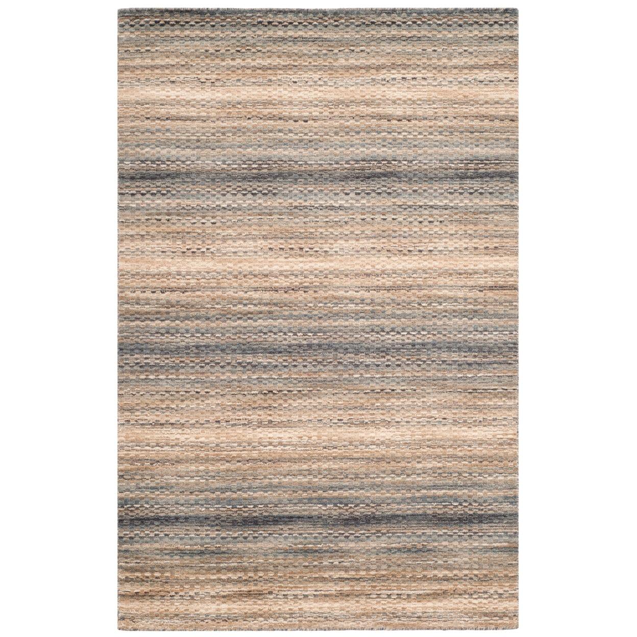 Gray Hand-Knotted Wool Rectangular Area Rug, 4' x 6'