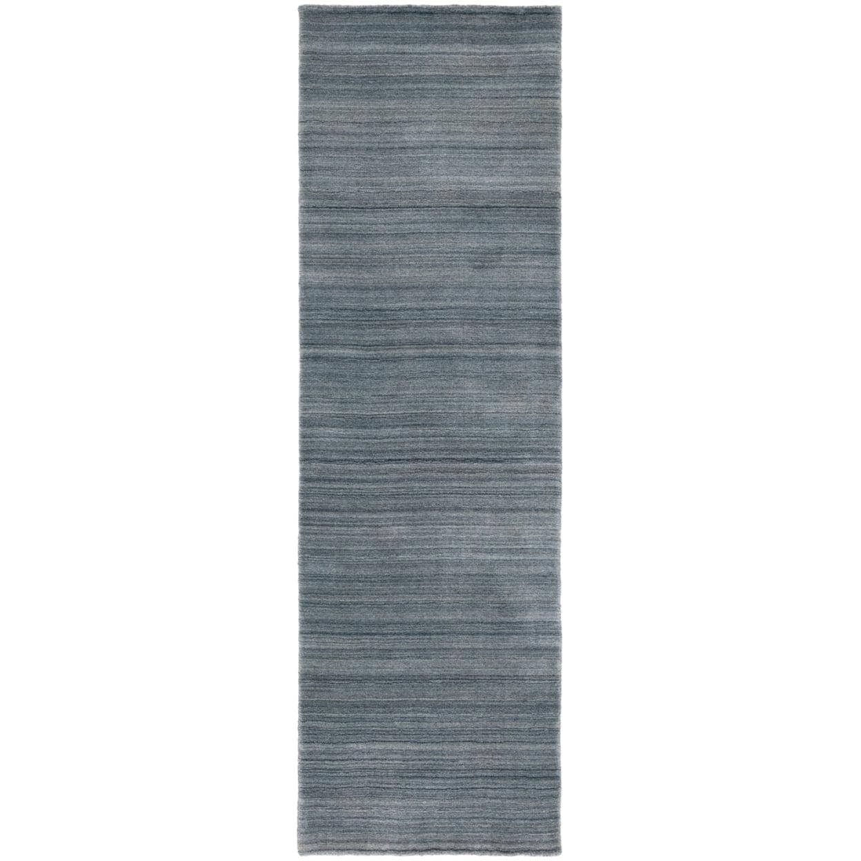 Slate Blue Hand-Knotted Wool Runner Rug - 2'3" x 8'