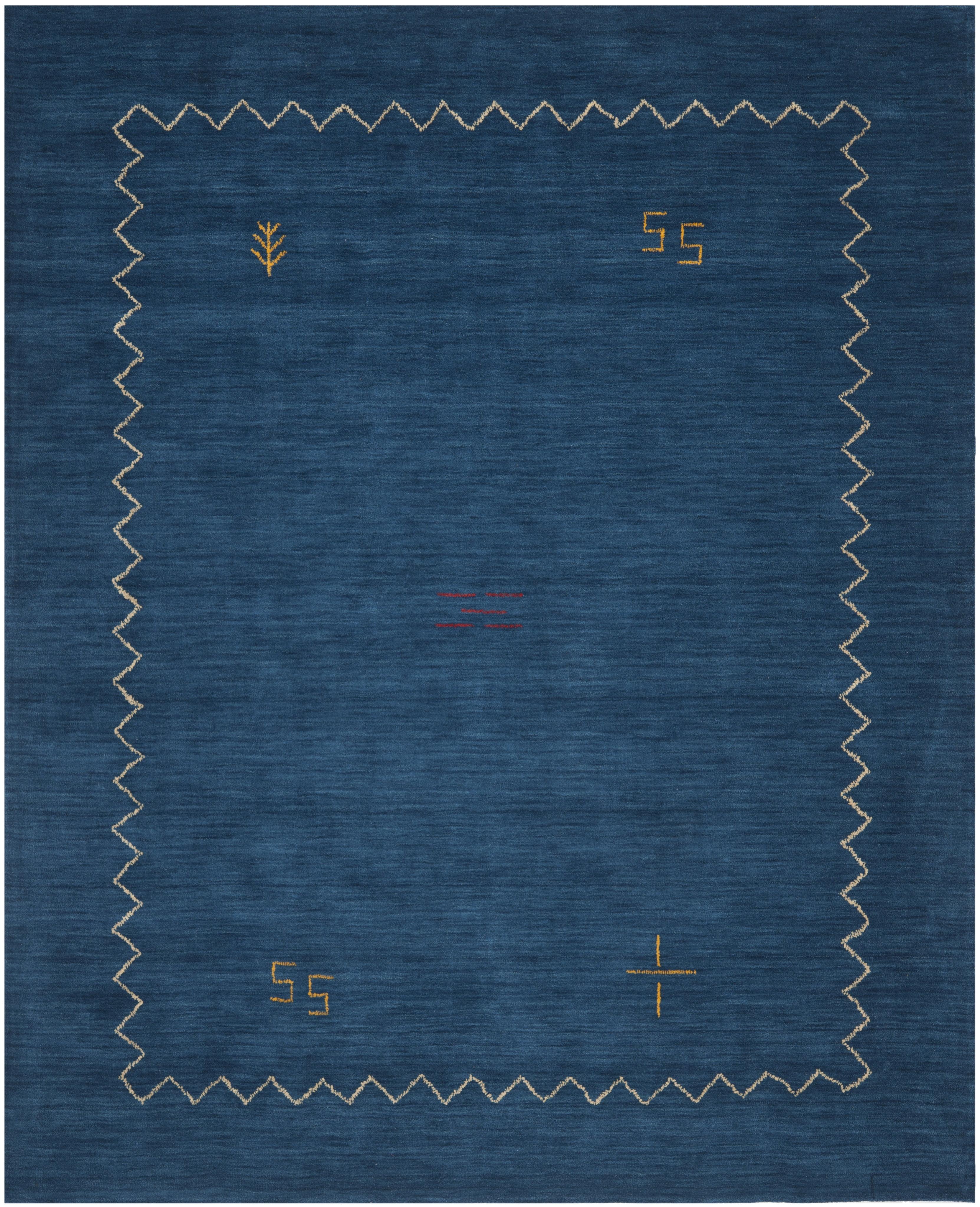SAFAVIEH Himalaya Yvonne Solid Wool Area Rug, Blue, 11' x 15'